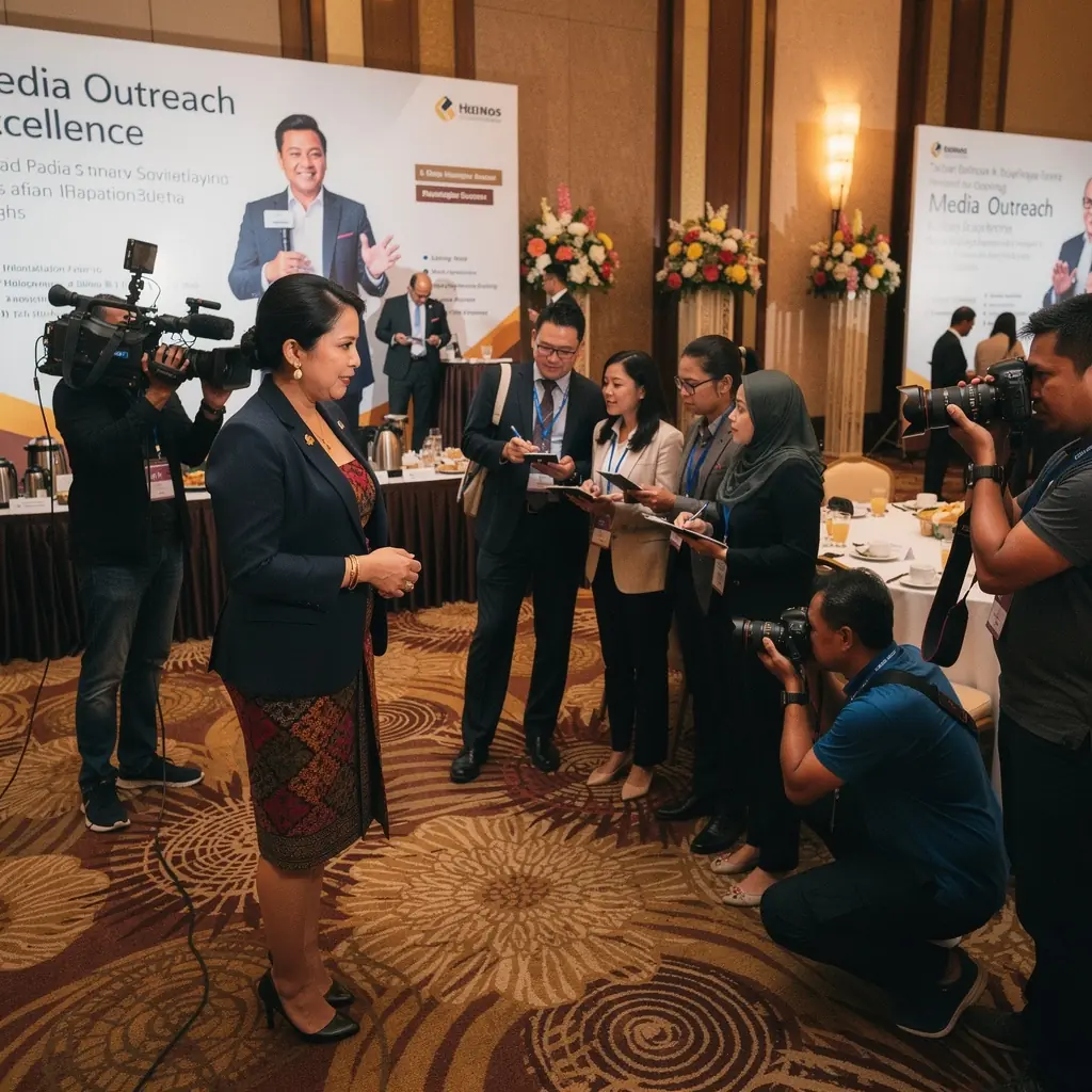 A celebratory moment captured at a press conference where a company announces a significant partnership.