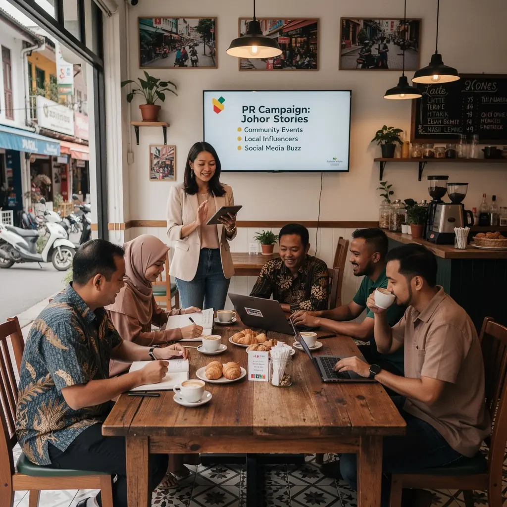 A laptop displaying an online media kit, showcasing a firmвЂ™s services and recent press releases for potential clients.